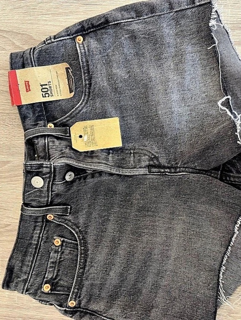 Levi's 501 Denim Cutoff Jean Shorts in Black Waist 27 NWT